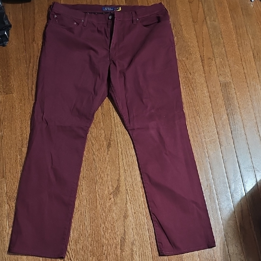 Ralph Lauren Varick Slim Straight Pants - Wine Color